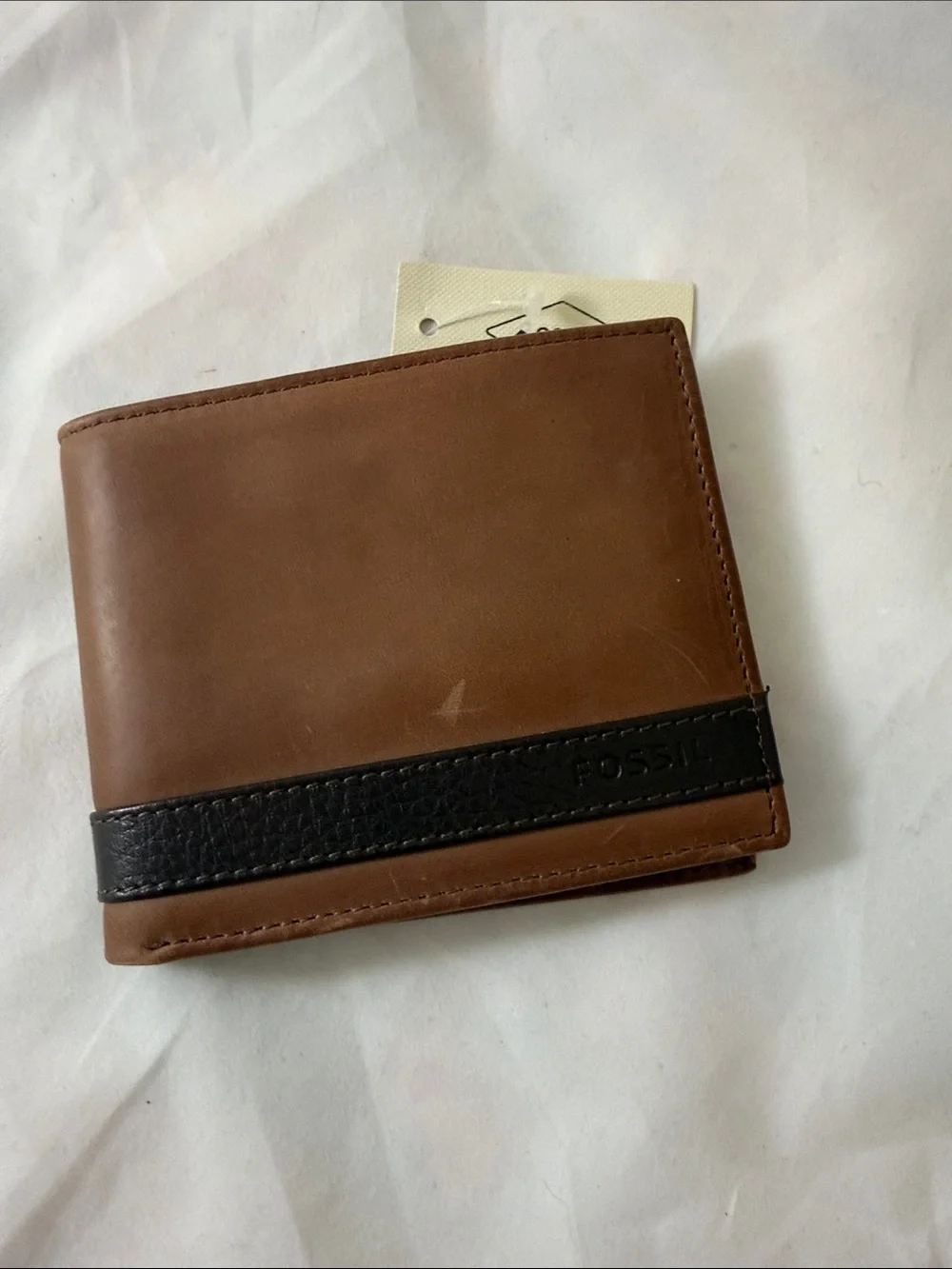 Fossil Brown Leather Wallet with Black Accent